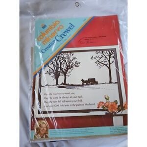 Sealed VTG Columbia Minerva Creative Crewel Needle Point Amish Scene